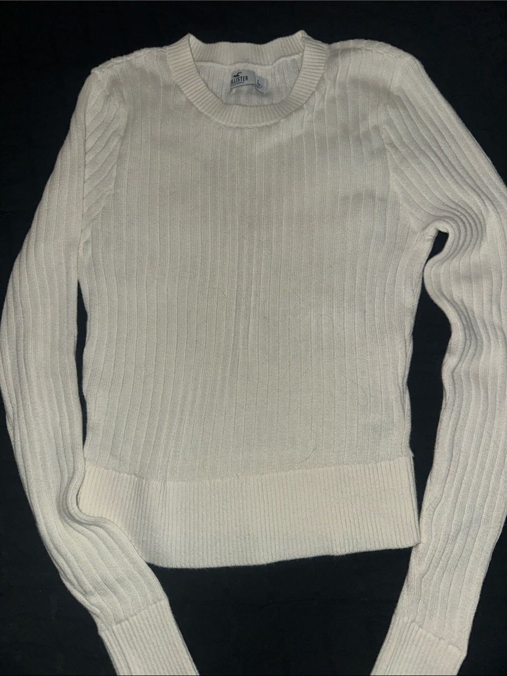 Hollister Cream Ribbed Crewneck Sweater sz L NEW W/O tags never worn